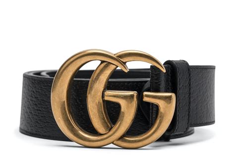 Gucci Double G Gold Buckle Textured Leather Belt 1.5 Width Black